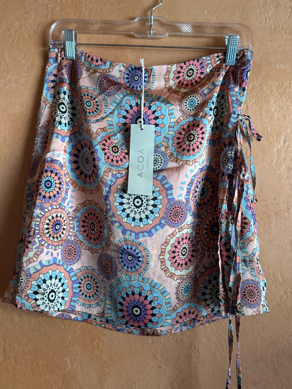ACOA Collection NWT Retro Geometric Side Tie Mini Skirt Size L
